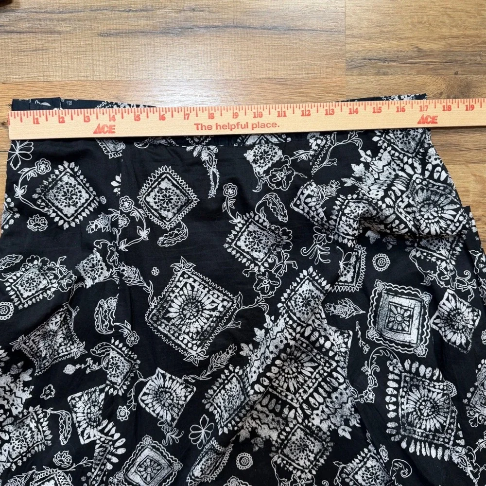 Coldwater‎ Creek Black White Geometric Floral Paisley Midi Skirt Large